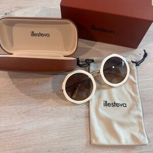Illesteva White Round Frame Sunglasses with Brown Lenses: never worn